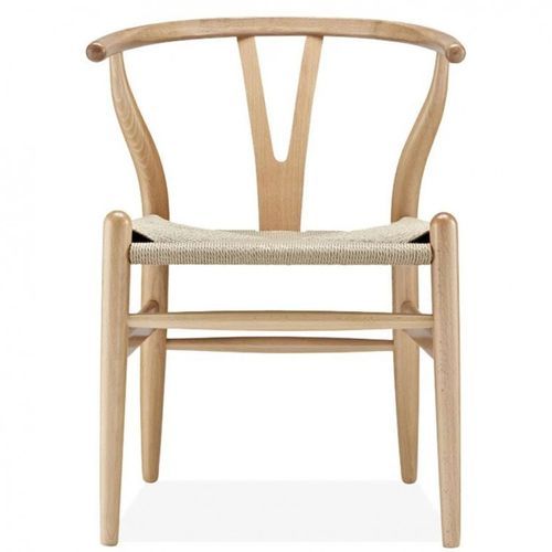 Chaise bois de hêtre naturel sculpté à la main et corde en fibre naturelle Kinki - Photo n°2; ?>
