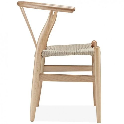 Chaise bois de hêtre naturel sculpté à la main et corde en fibre naturelle Kinki - Photo n°3; ?>