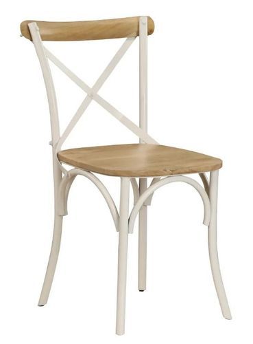 Chaise bois de manguier massif et acier blanc Tiphen - Lot de 2 - Photo n°2; ?>