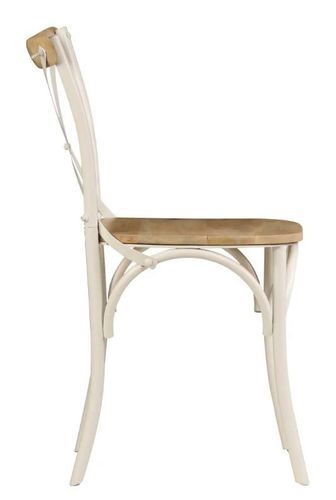 Chaise bois de manguier massif et acier blanc Tiphen - Lot de 2 - Photo n°3; ?>