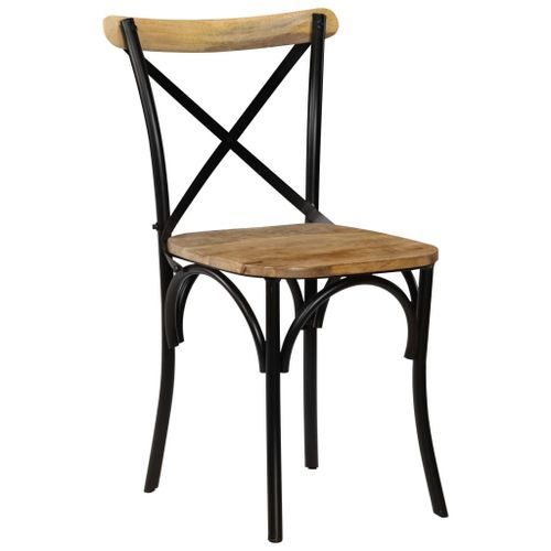 Chaise bois de manguier massif et acier noir Tiphen - Lot de 2 - Photo n°2; ?>