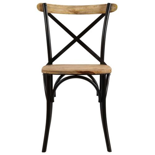 Chaise bois de manguier massif et acier noir Tiphen - Lot de 2 - Photo n°3; ?>