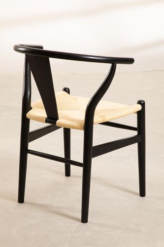 Chaise bois massif d'orme noir et corde naturelle Kaylo - Photo n°3; ?>
