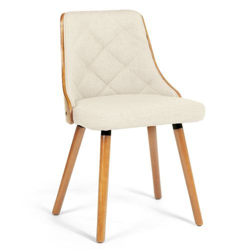 Chaise bois naturel et assise tissu beige Pako - Lot de 2 - Photo n°2; ?>