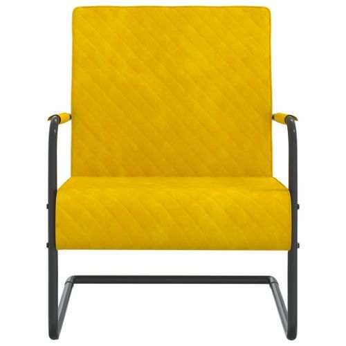 Chaise cantilever Jaune moutarde Velours - Photo n°2; ?>