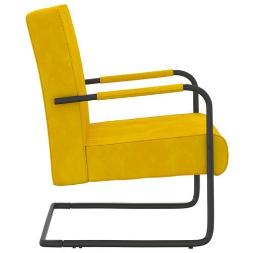 Chaise cantilever Jaune moutarde Velours - Photo n°3; ?>