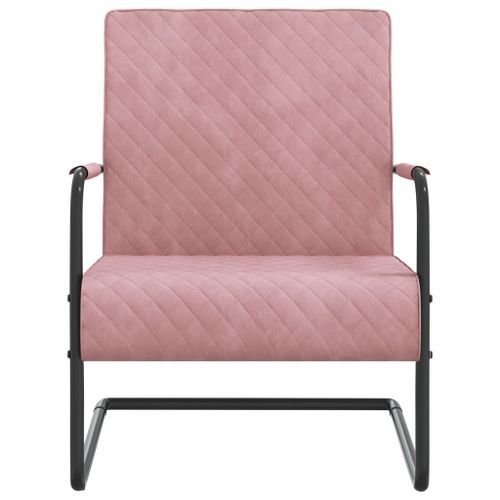 Chaise cantilever Rose Velours 2 - Photo n°2; ?>