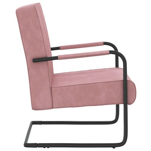 Chaise cantilever Rose Velours 2 - Photo n°3; ?>