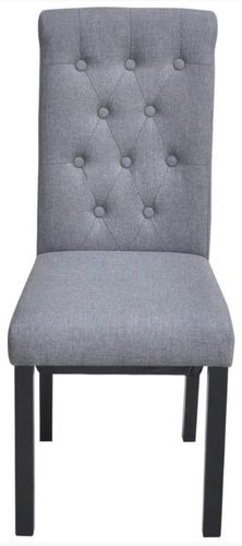 Chaise capitonnée lin gris clair et pieds bois massif Cériam - Lot de 2 - Photo n°3; ?>