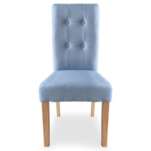 Chaise capitonnée tissu bleu Krea - Lot de 2 - Photo n°2; ?>