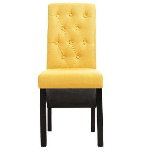 Chaise capitonnée tissu jaune et bois noir Neta - Lot de 2 - Photo n°2; ?>