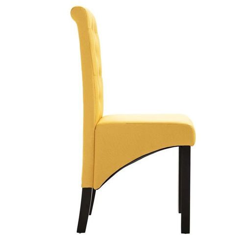 Chaise capitonnée tissu jaune et bois noir Neta - Lot de 2 - Photo n°3; ?>