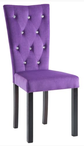 Chaise capitonnée velours violet et pieds bois noir Karmen - lot de 2 - Photo n°2; ?>