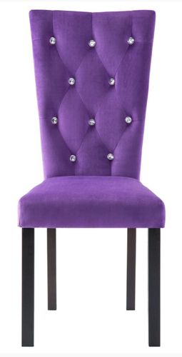 Chaise capitonnée velours violet et pieds bois noir Karmen - lot de 2 - Photo n°3; ?>