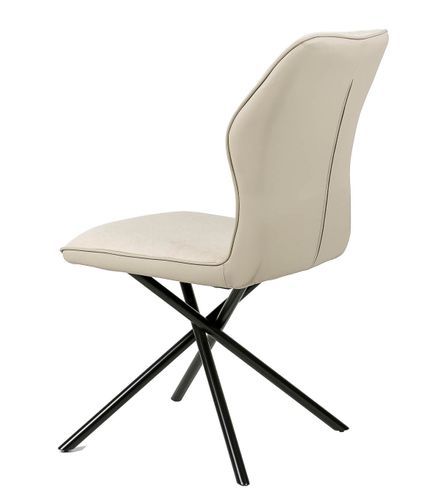 Chaise confortable tissu beige clair rembourré et pieds croisés métal noir Klea - Photo n°2; ?>