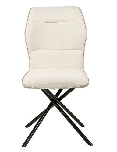 Chaise confortable tissu beige clair rembourré et pieds croisés métal noir Klea - Photo n°3; ?>