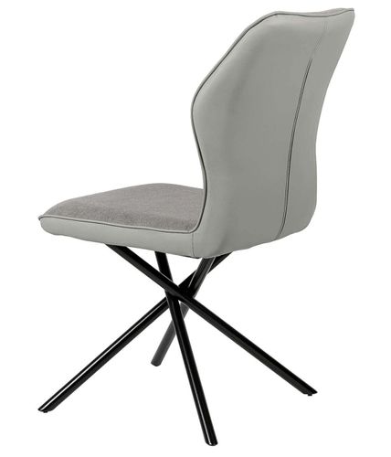 Chaise confortable tissu gris clair rembourré et pieds croisés métal noir Klea - Photo n°2; ?>