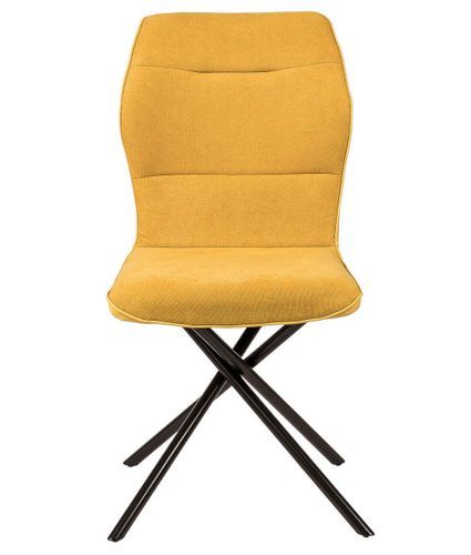 Chaise confortable tissu jaune moutarde rembourré et pieds croisés métal noir Klea - Photo n°3; ?>