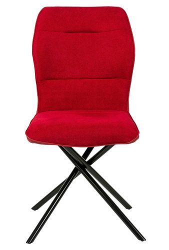 Chaise confortable tissu rouge rembourré et pieds croisés métal noir Klea - Photo n°3; ?>