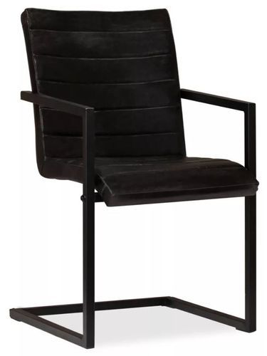 Chaise cuir anthracite métal noir Kandyas - Lot de 4 - Photo n°2; ?>
