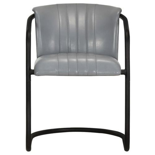 Chaise cuir gris et pieds métal noir Joyn - Lot de 2 - Photo n°2; ?>
