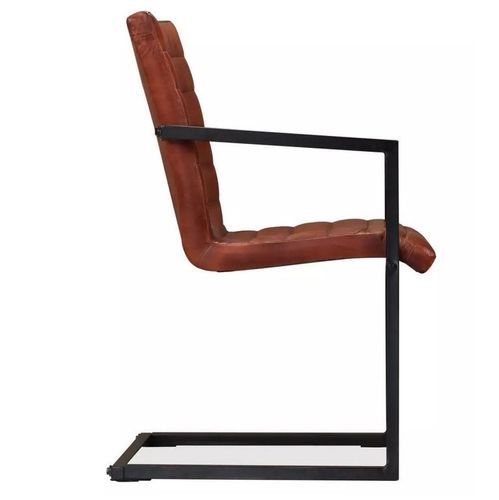 Chaise cuir marron et pieds métal noir Kandyas - Lot de 4 - Photo n°3; ?>
