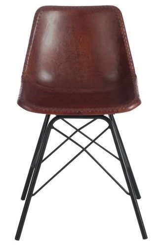 Chaise cuir marron et pieds métal noir Veeda L 46 cm - Photo n°2; ?>