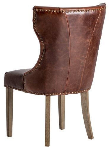 Chaise cuir marron et pieds pin massif clair Trya - Lot de 2 - Photo n°3; ?>
