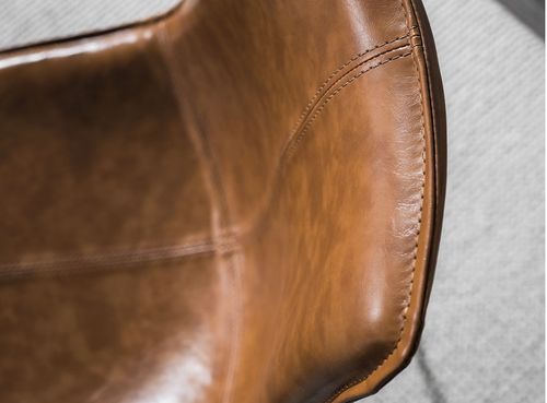 Chaise cuir marron vieilli et pieds métal noir Kintale - Lot de 2 - Photo n°2; ?>