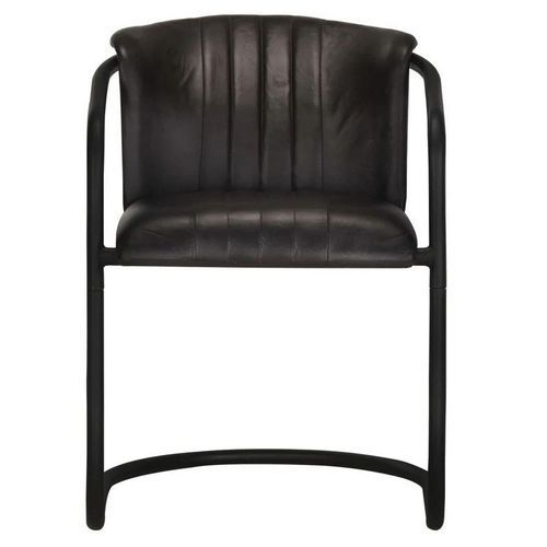 Chaise cuir noir et pieds métal noir Joyn - Lot de 2 - Photo n°2; ?>