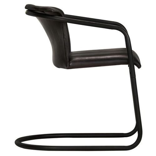 Chaise cuir noir et pieds métal noir Joyn - Lot de 2 - Photo n°3; ?>