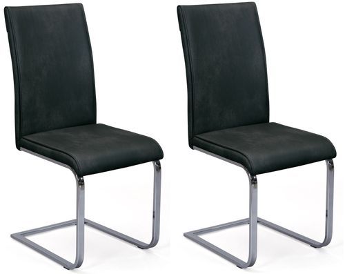 Chaise cuir noir Nathie - Lot de 2 - Photo n°2; ?>