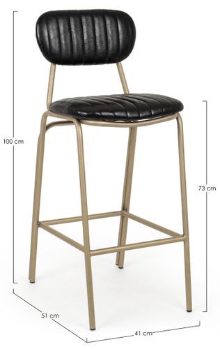 Chaise de bar acier noir et doré Addy hauteur d'assise 73 cm - Photo n°3; ?>