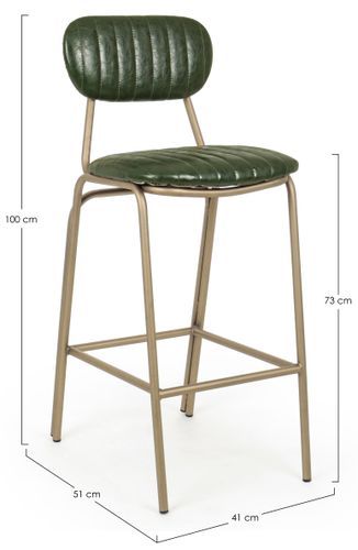 Chaise de bar acier vert et doré Addy hauteur d'assise 73 cm - Photo n°3; ?>