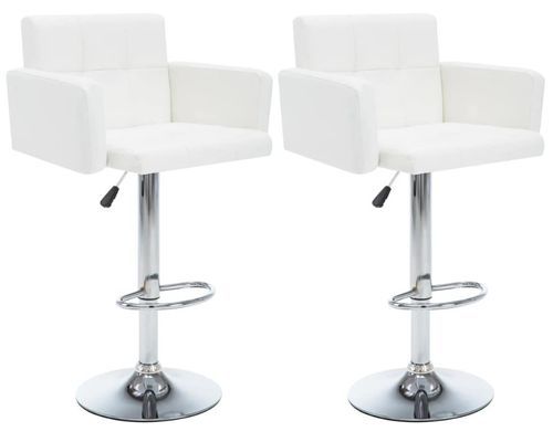 chaise de bar avec accoudoirs simili cuir blanc ice - Lot de 2 - Photo n°2; ?>