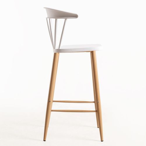 Chaise de bar blanche avec pieds en métal effet naturel Kury 77 cm - Photo n°2; ?>