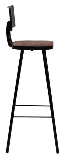 Chaise de bar bois massif foncé et métal noir Iar - Lot de 2 - Photo n°3; ?>