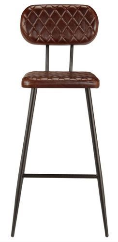 Chaise de bar cuir marron et pieds métal noir Moundir - Lot de 2 - Photo n°3; ?>