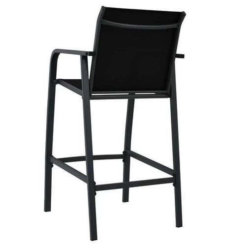 Chaise de bar de jardin textilène et métal noir Nael - Lot de 2 - Photo n°2; ?>