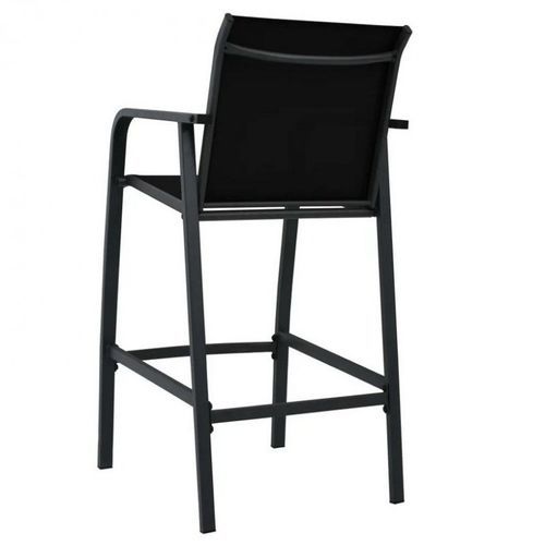 Chaise de bar de jardin textilène et métal noir Nael - Lot de 4 - Photo n°2; ?>