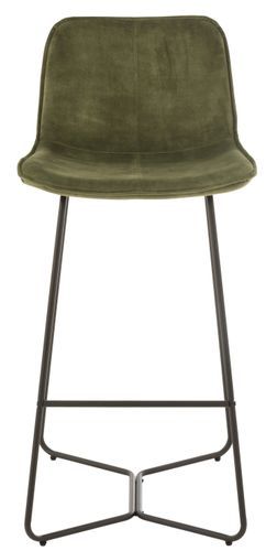 Chaise de bar métal et tissu doux vert Laurel 76.6 cm - Photo n°2; ?>