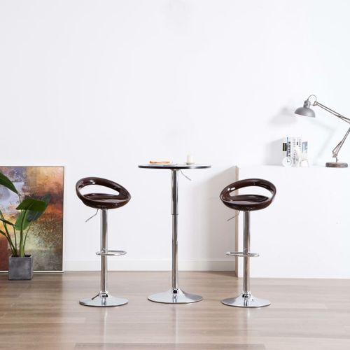 chaise de bar plastique marron et métal chromé Bauti - Lot de 2 - Photo n°3; ?>