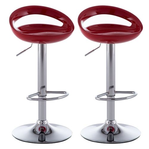 Chaise de bar plastique rouge et métal chromé Bauti - Lot de 2 - Photo n°2; ?>