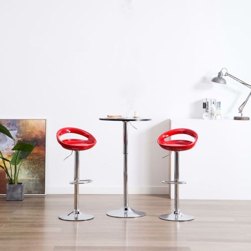 Chaise de bar plastique rouge et métal chromé Bauti - Lot de 2 - Photo n°3; ?>