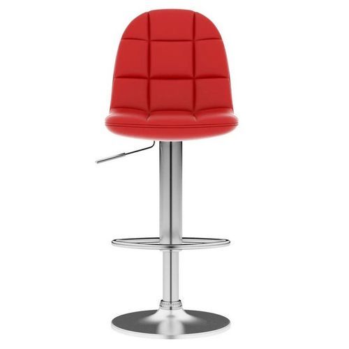 Chaise de bar réglable simili bordeaux et métal chromé Noria - Photo n°2; ?>