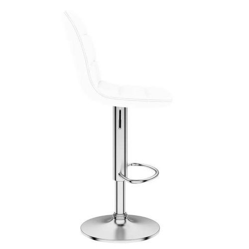 Chaise de bar réglable simili cuir blanc et métal chromé Noria - Photo n°3; ?>