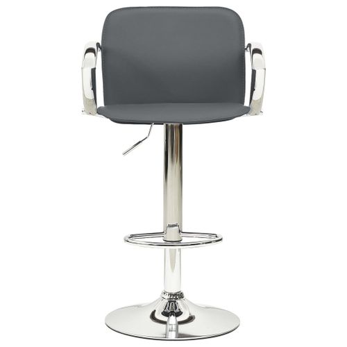 Chaise de bar réglable simili cuir gris Kisto - Lot de 2 - Photo n°3; ?>