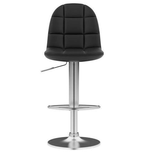 Chaise de bar réglable simili cuir noir et métal chromé Noria - Photo n°2; ?>