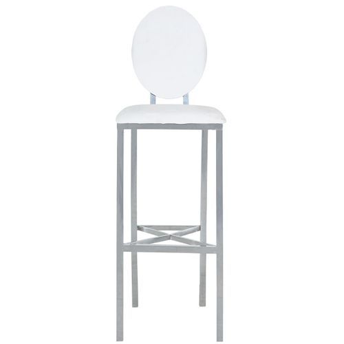 Chaise de bar simili blanc et métal argenté Sandra - Lot de 2 - Photo n°3; ?>