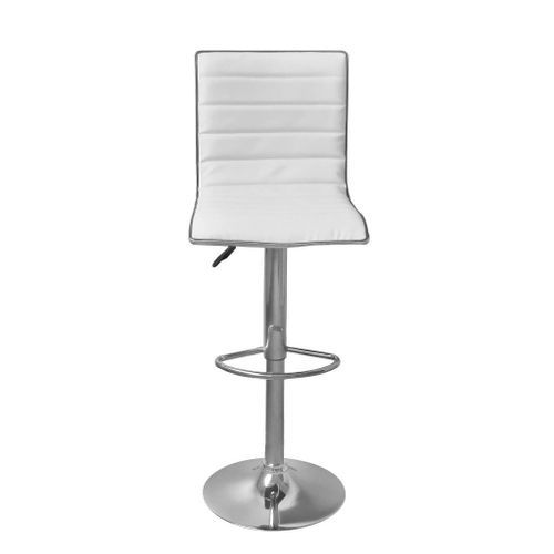 chaise de bar simili cuir blanc et métal chromé Latty - Lot de 2 - Photo n°3; ?>